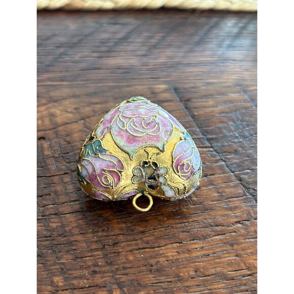Vintage Heart-Shaped Cloisonné Pendant - Picture 4 of 4